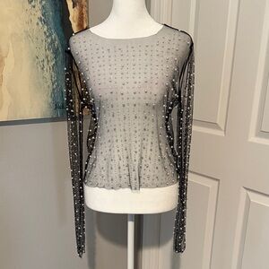 White Birch Black Sheer Beaded Top